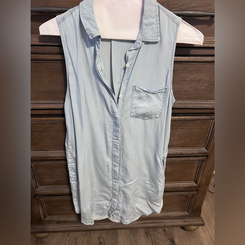 Womens Chambray mini dress with pockets